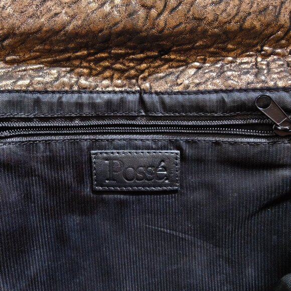 Posse Metallic Gold Shimmer Leather Distressed Bag - Picture 6 of 6